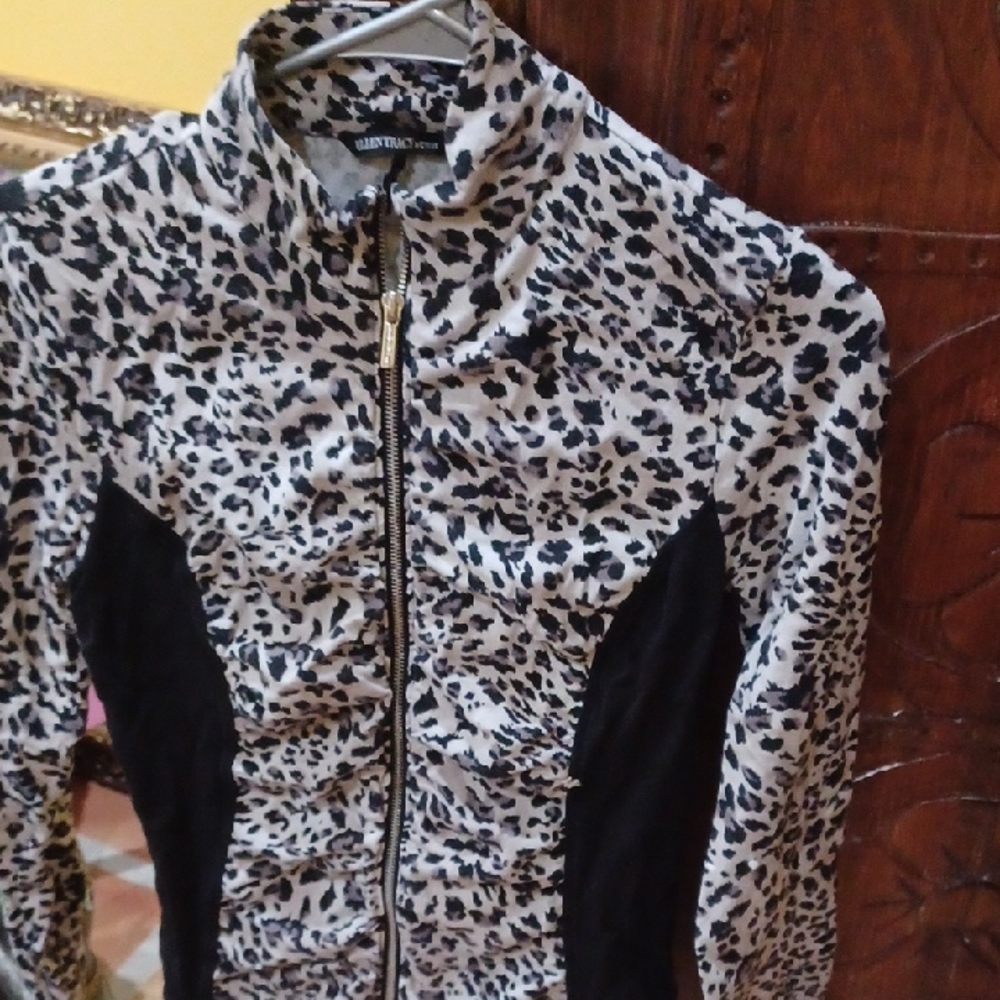 Women's Black and White Leopard Print Jacket